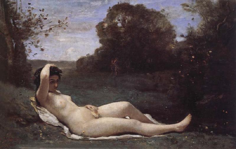 Corot Camille Nymph Reclined oil painting image